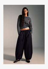 EMBROIDERED CABLE-KNIT - Pullover - dark grey