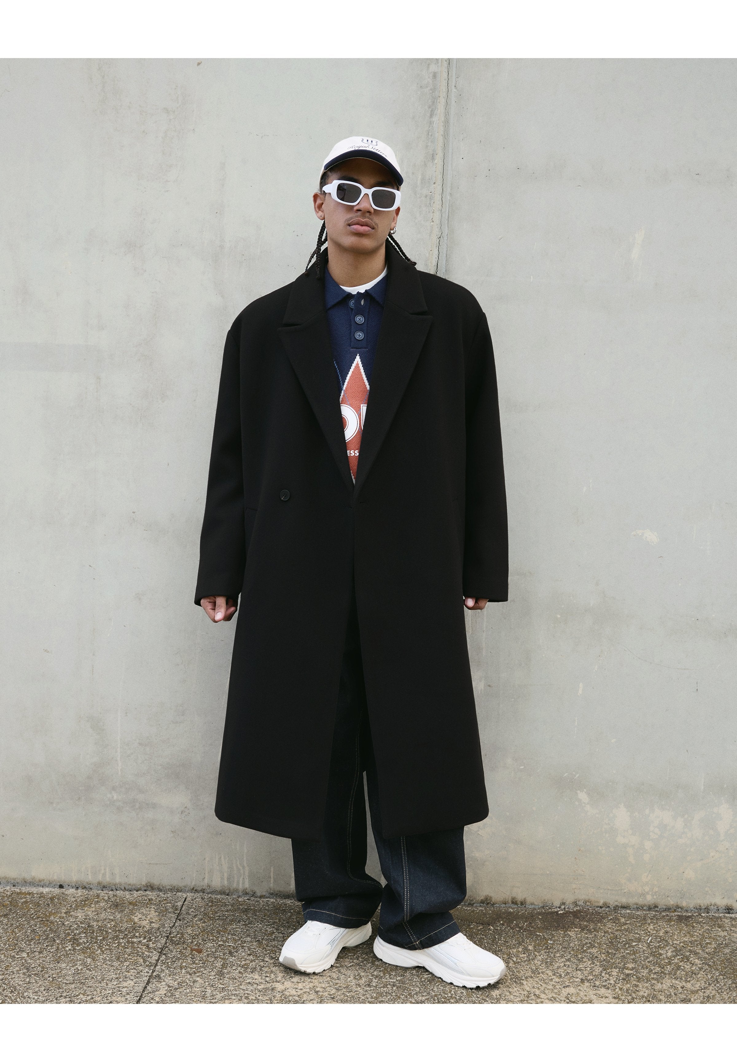 DOUBLE-BREASTED TEXTURE - Manteau classique - black