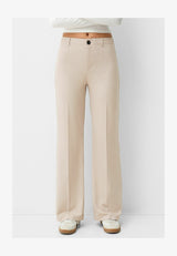 WIDE-LEG TAILORED - Pantalon classique - sand