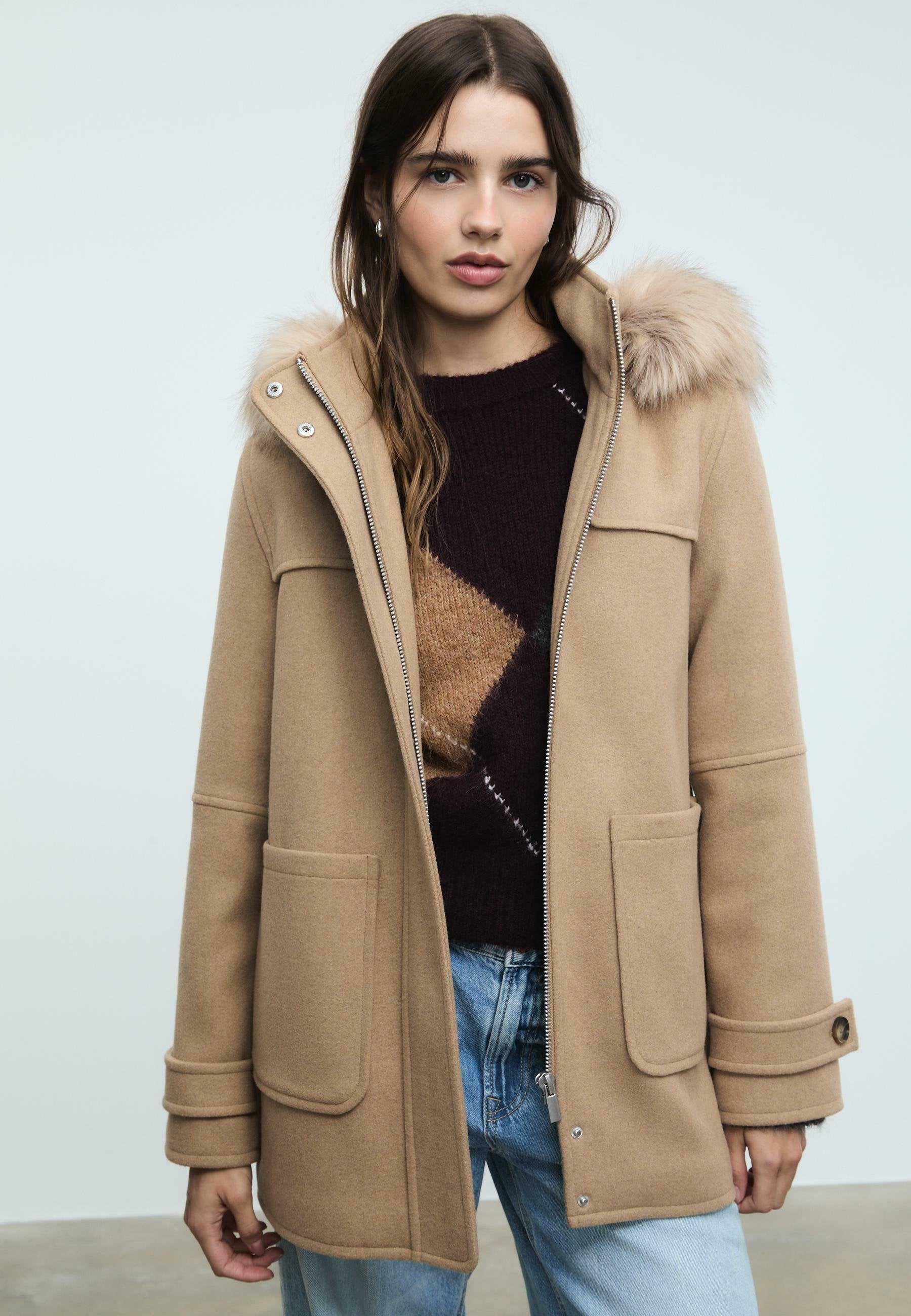 WITH HOOD - Manteau classique - brown