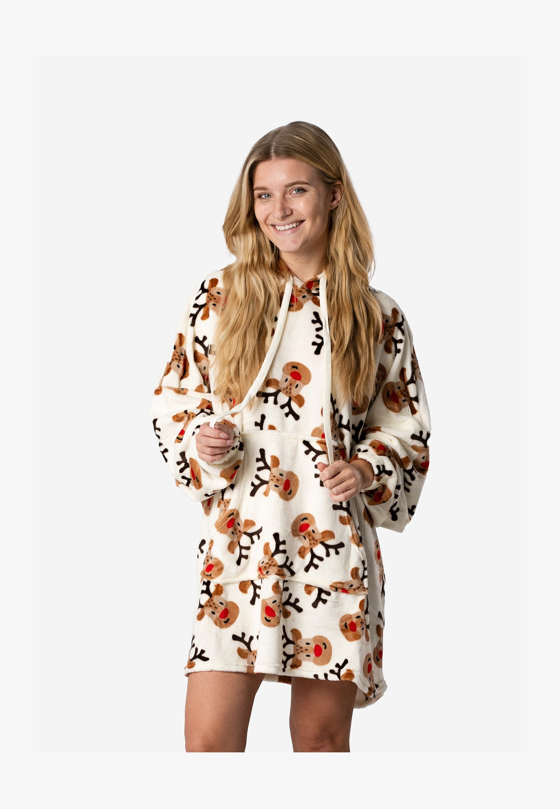 INCL HOOD CHRISTMAS PRINT - Haut de pyjama - white