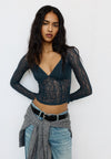 CORSETRY-INSPIRED - Blouse - light grey