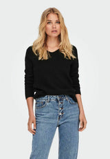 ONLCAMILLA V-NECK LS KNT - Pullover - black