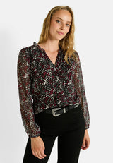 EN VOILE PAILLETÉ - Blouse - noir
