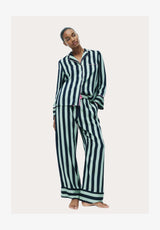 STRIPED REVERE WIDE LEG SET - Pyjama - green mix