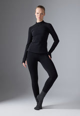 TWO PIECE FUR LINED LONG SLEEVE TOP AND LEGGINGS SET - Caraco - black