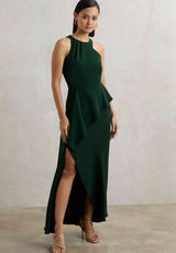 REGULAR FIT - GABRIELLA RUFFLED SLASH-DETAIL - Robe longue - green