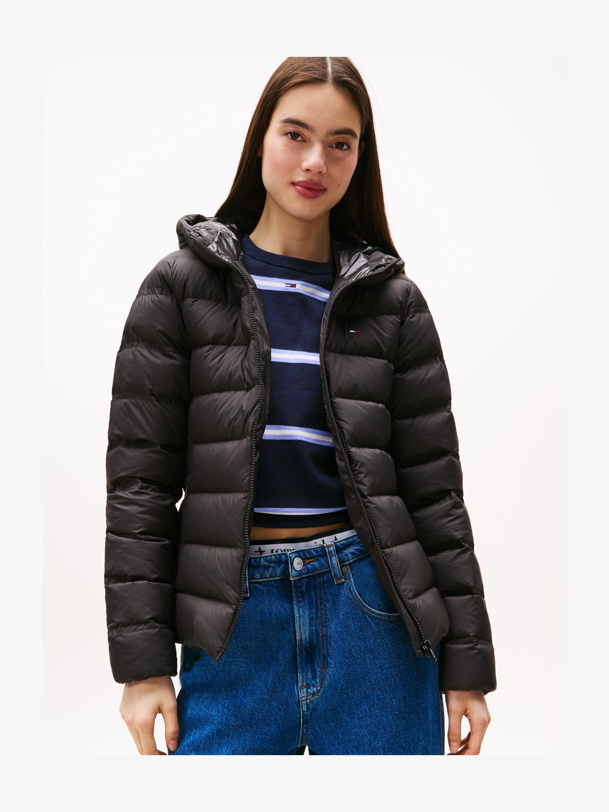 SLIM HOOD - Doudoune - black